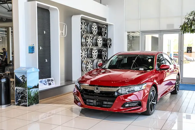 Showroom with vehicle on display